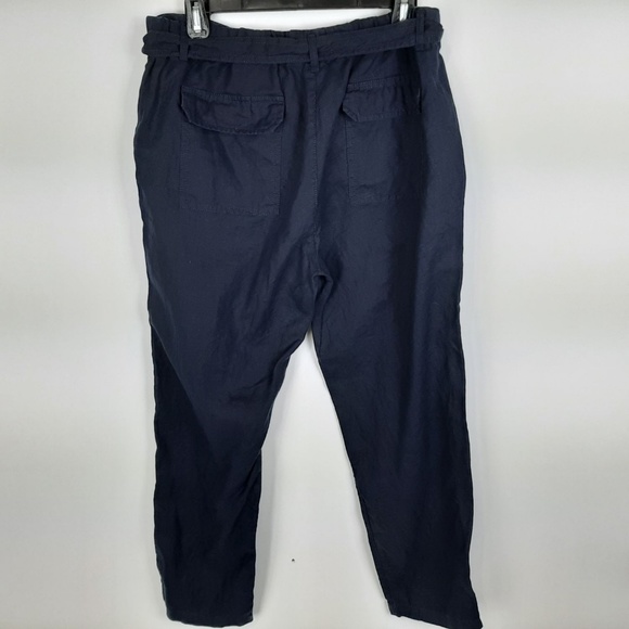 G. H. Bass & Co. Women's 100% Linen Pants Elastic Waist Size 12 Blue - Picture 3 of 6
